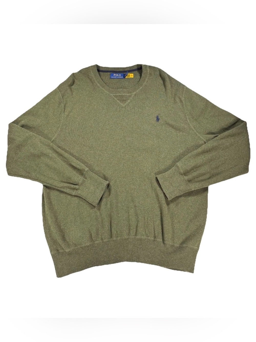 Polo Ralph Lauren Men’s L Green Long Sleeve Crewneck Cotton Pony Logo Sweater